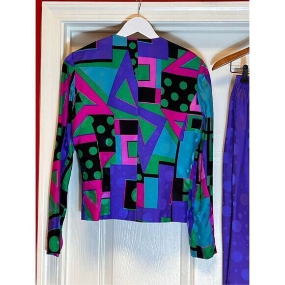 Vintage Anne Crimmins 100% Purple Silk Skirt Suit sz 8 - Picture 5 of 6